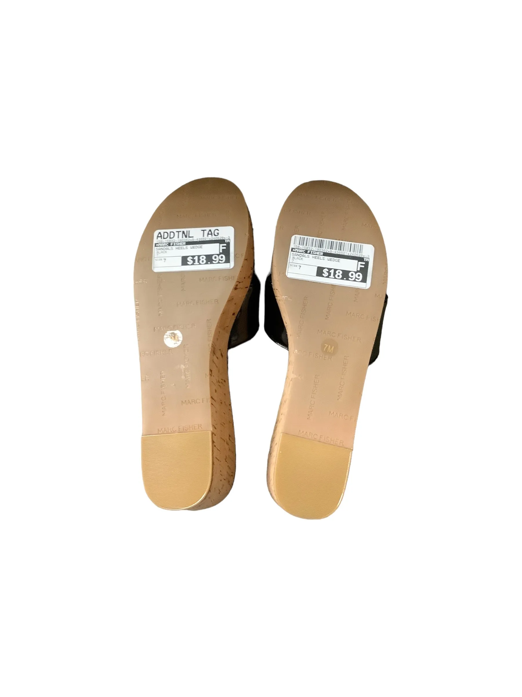 Black Sandals Heels Wedge Marc Fisher, Size 7 marc-fisher
