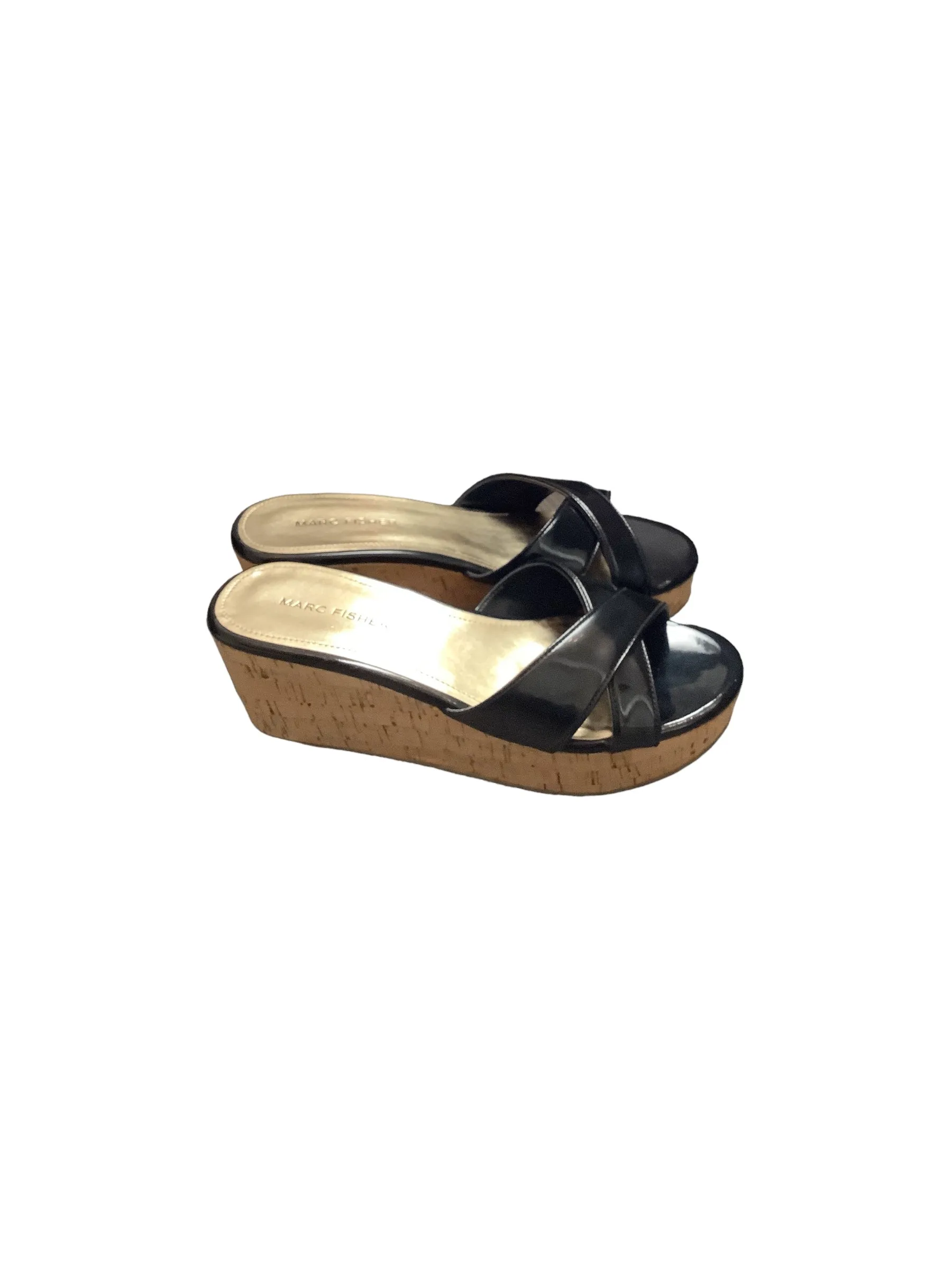 Black Sandals Heels Wedge Marc Fisher, Size 7 marc-fisher