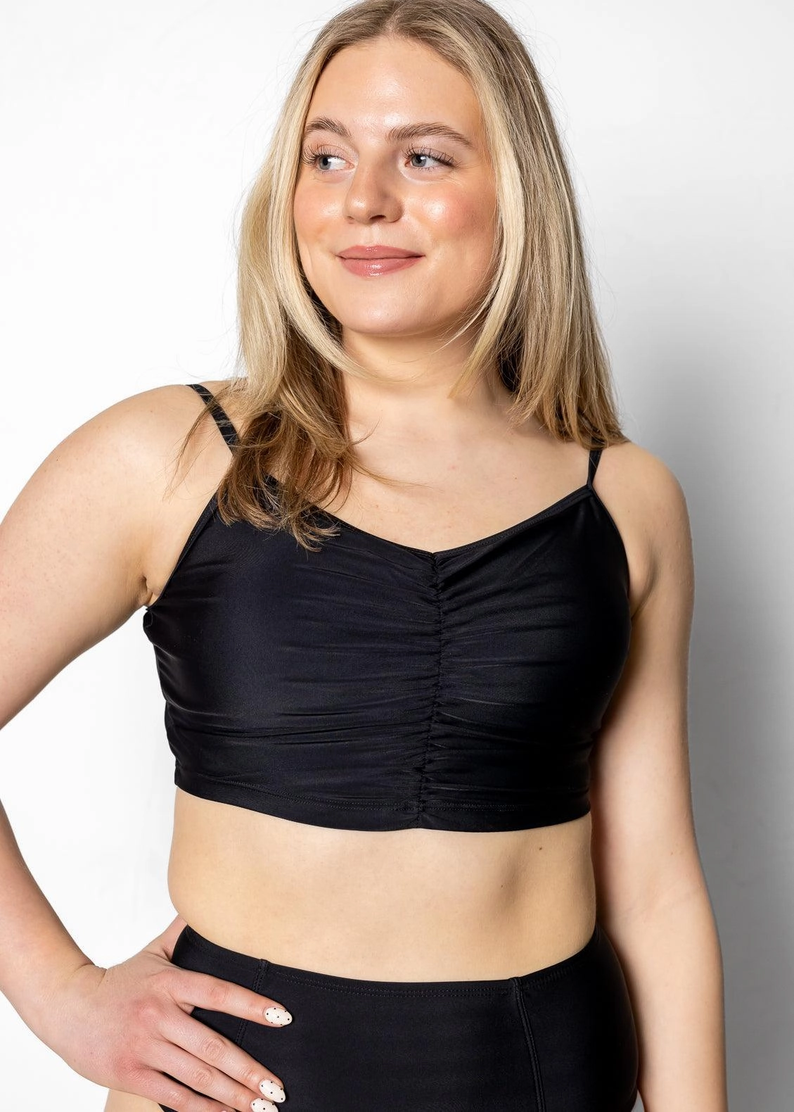 Black | Centered Top tankini swim tops, adjustable bikini tops