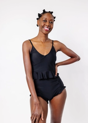 Black | Scoop Back Top tankini swim tops, adjustable bikini tops
