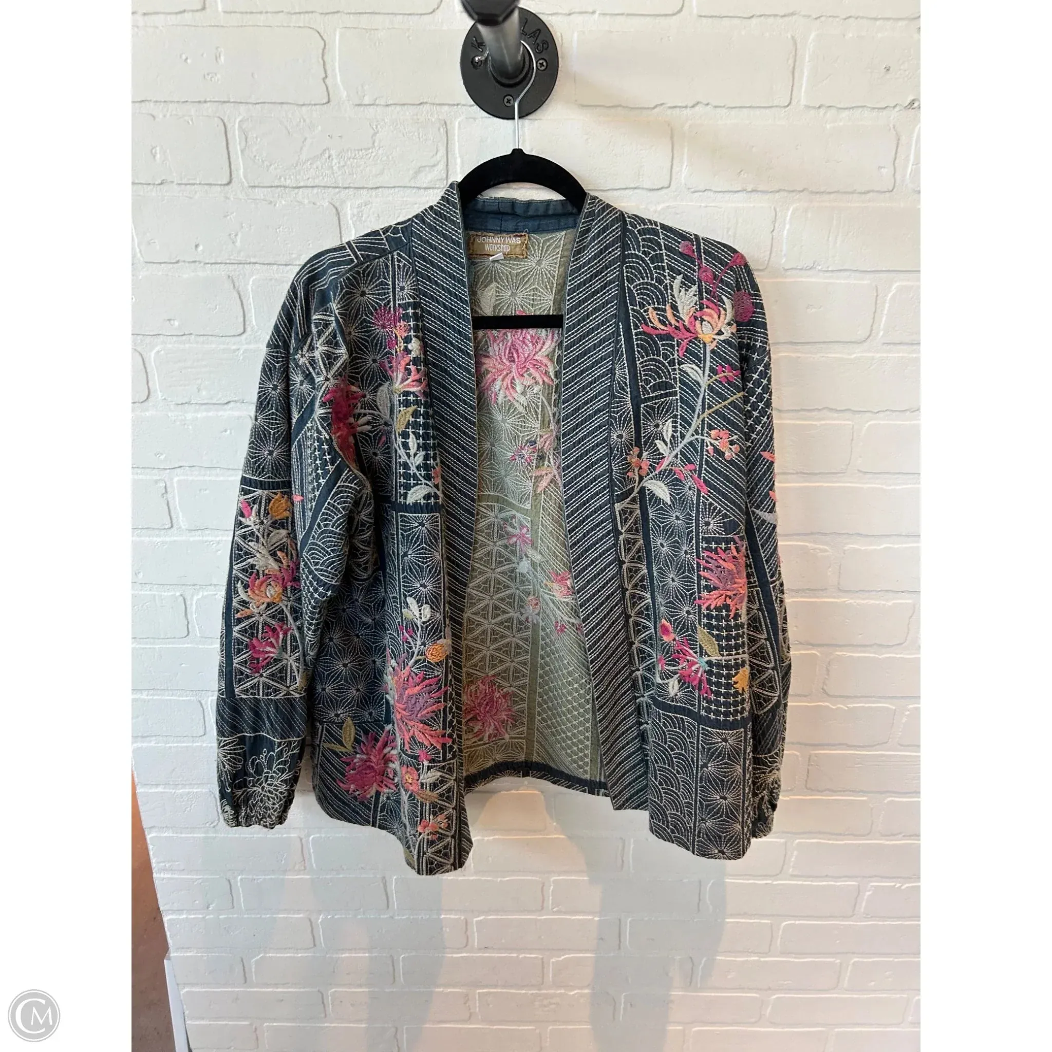 Blazer By Johnny Was In Blue & Cream, Size: M Johnny Was Clothing