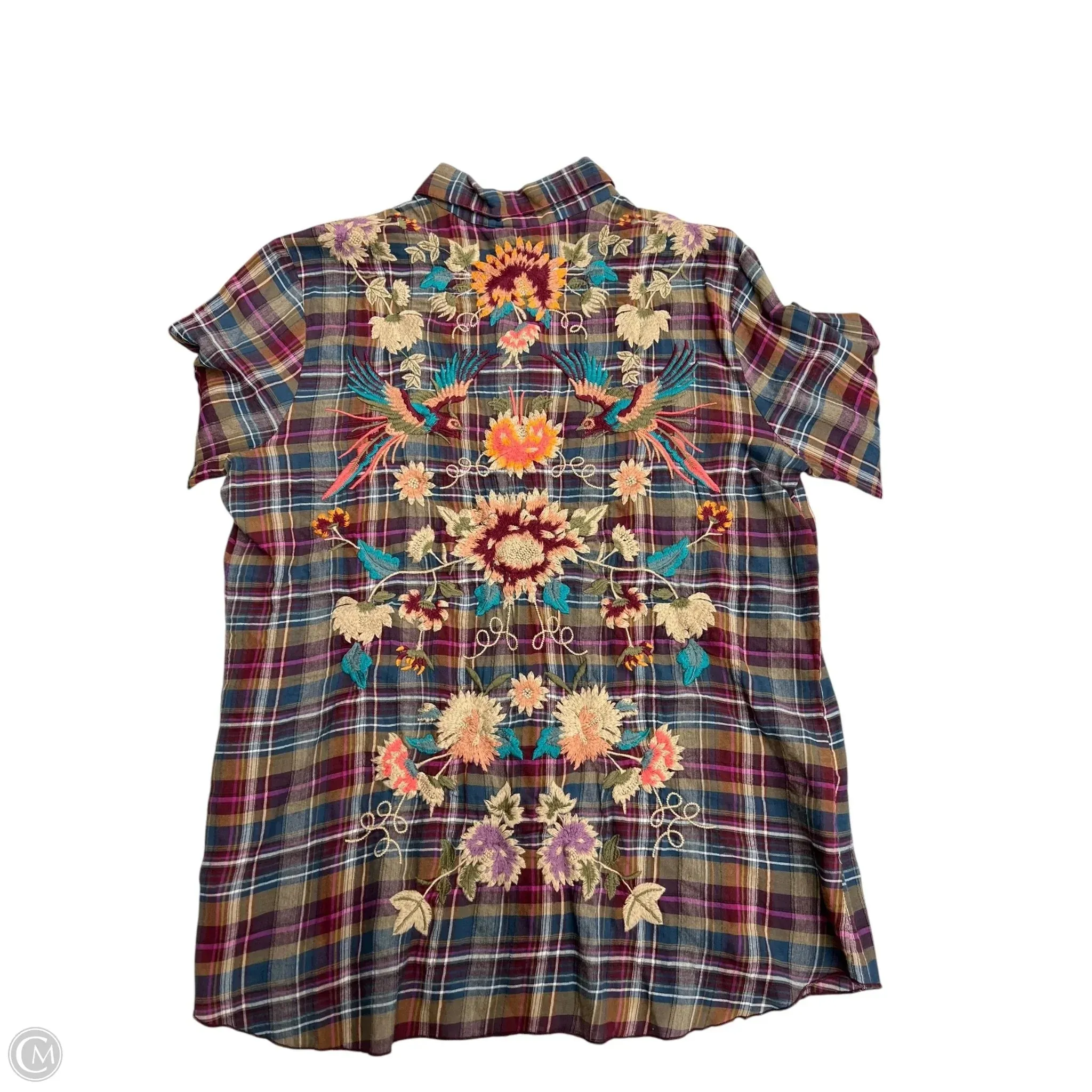 Blouse Long Sleeve By Johnny Was In Plaid Pattern, Size: M Johnny Was Clothing