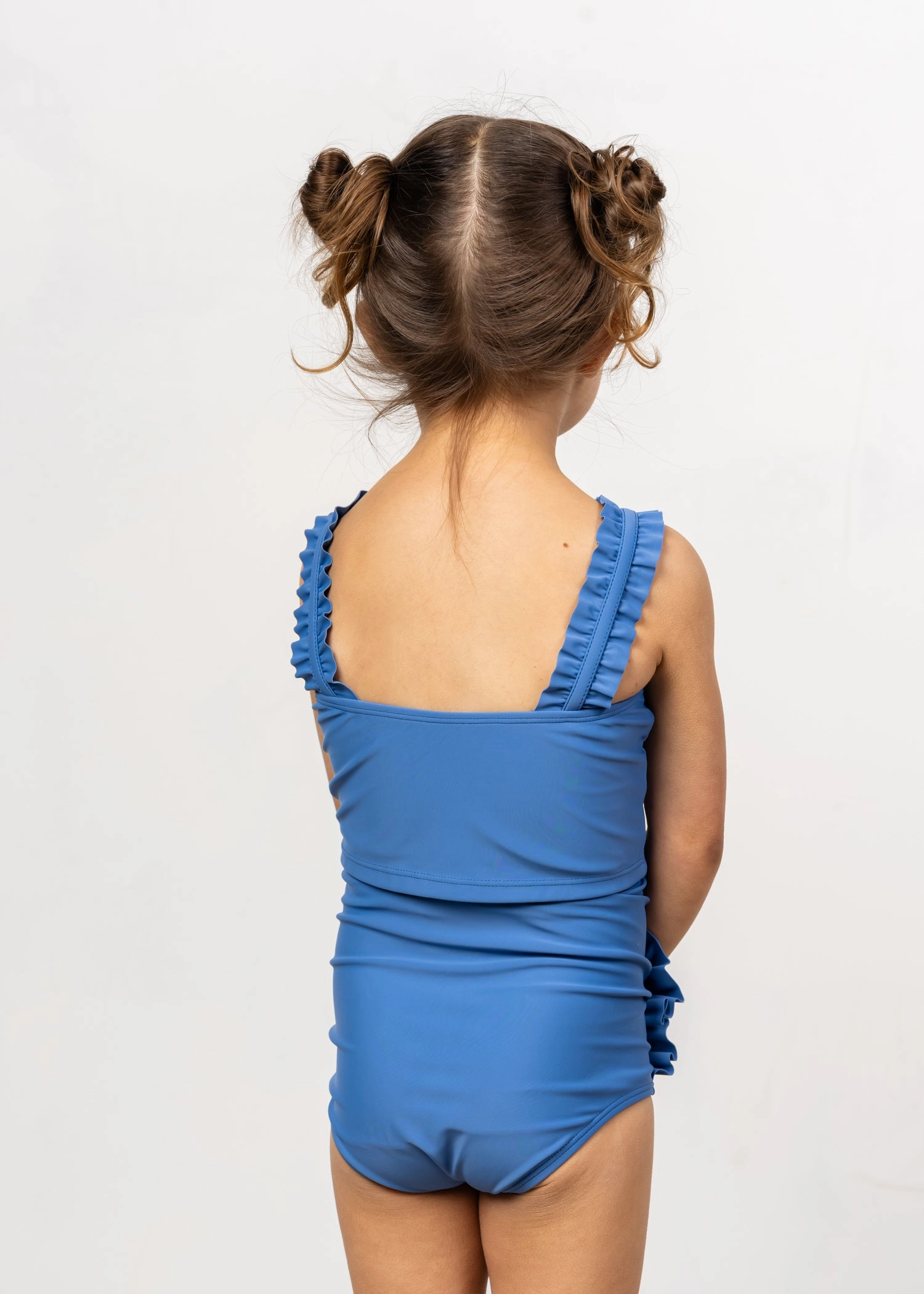 Blue Denim | Mini Down in Front Ruffle Bottoms