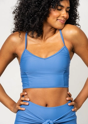 Blue Denim | V'D Crop Top tankini swim tops, adjustable bikini tops