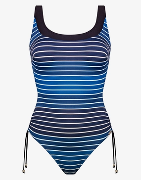 Blue Illusion Inclusive Fit Swimsuit - Blue and White mastectomy swimsuits for women, post surgery swimwear