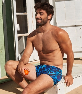 Blue Lagoon Tan Through Swim Trunks affordable men's swimwear, summer swimwear for men