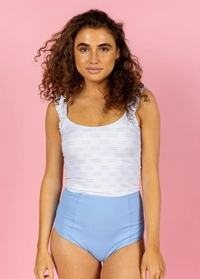 Blue Skies | Cut High Bottoms elastic waistband swim bottoms, mix-and-match bikini bottoms