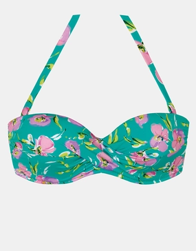 Blume Bandeau Bikini Top - Mint Floral full coverage swim tops, cute bikini tops