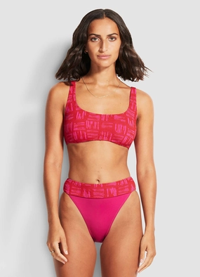 Bodycheck Banded High Rise Bikini Pants - Chilli push up bikinis women, sporty womens bikini sets