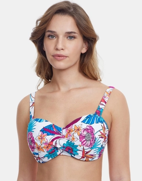 Bohemian Gypsy D Cup Bikini Top - White full coverage swim tops, cute bikini tops