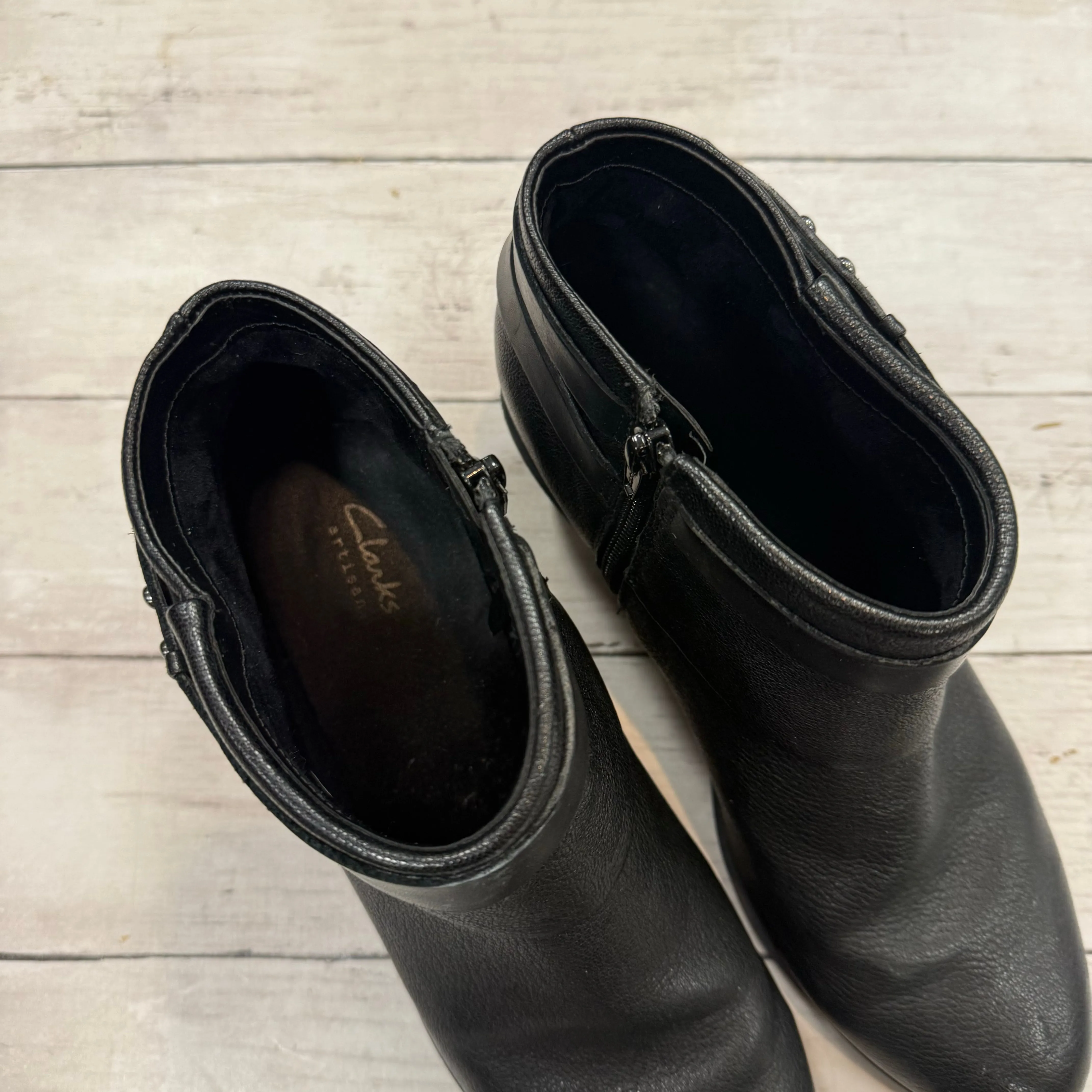 Boots Ankle Heels By Clarks In Black, Size: 7.5 clarks