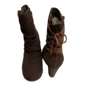 Boots Ankle Heels By Clarks In Brown, Size: 8.5 clarks