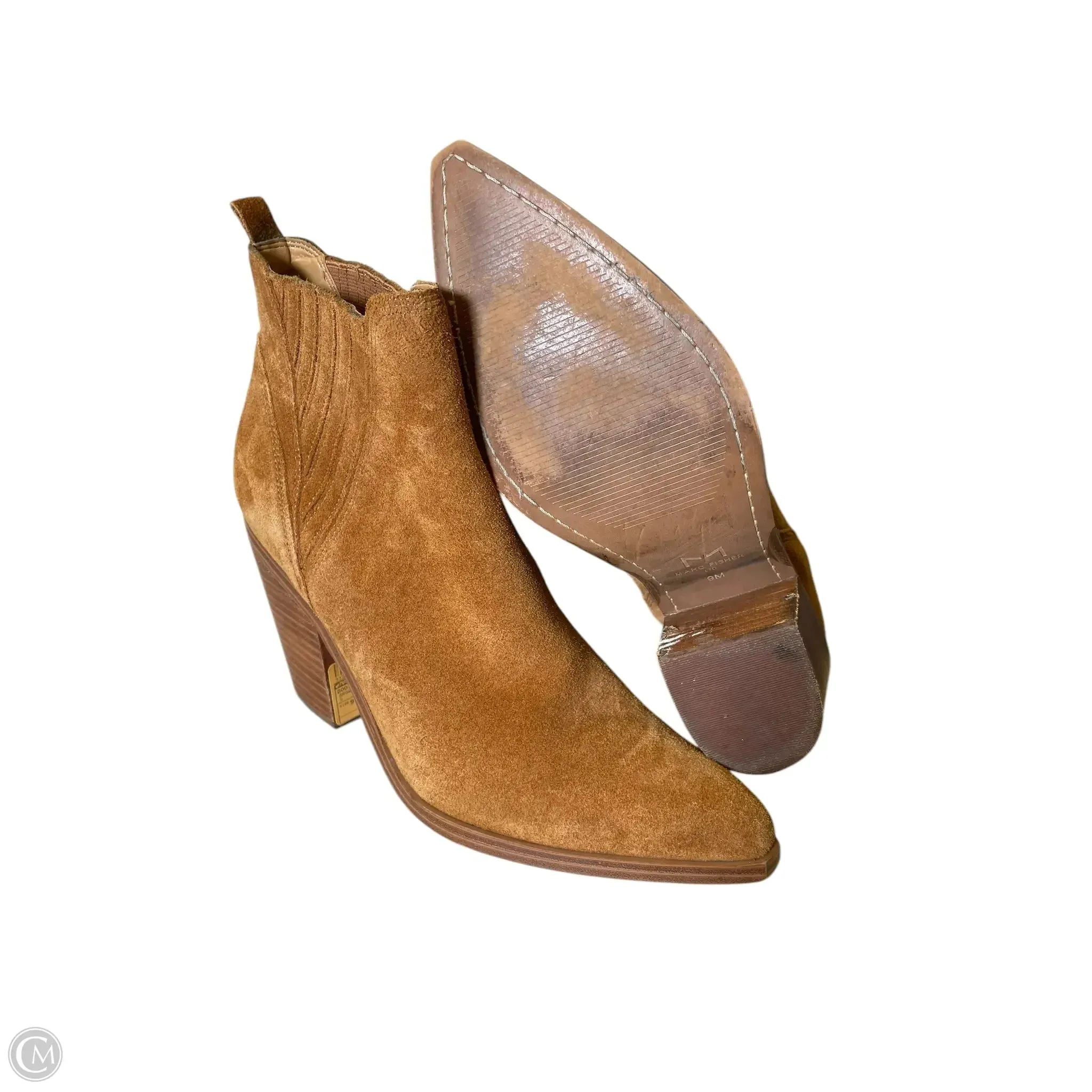 Boots Ankle Heels By Marc Fisher In Brown, Size: 9 marc-fisher