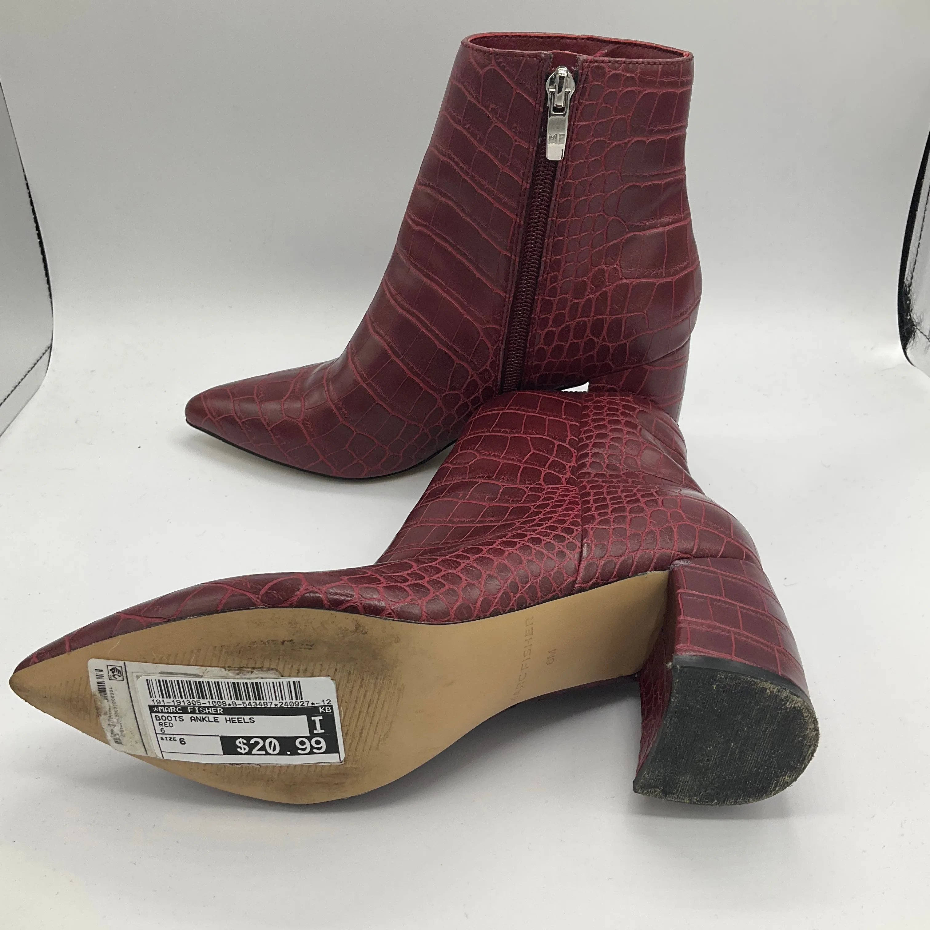 Boots Ankle Heels By Marc Fisher In Red, Size: 6 marc-fisher