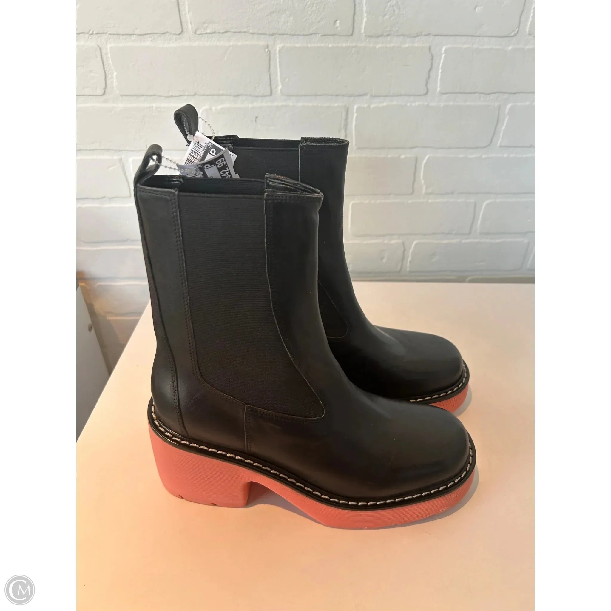 Boots Mid-calf Heels By Marc Fisher In Black & Pink, Size: 9.5 marc-fisher