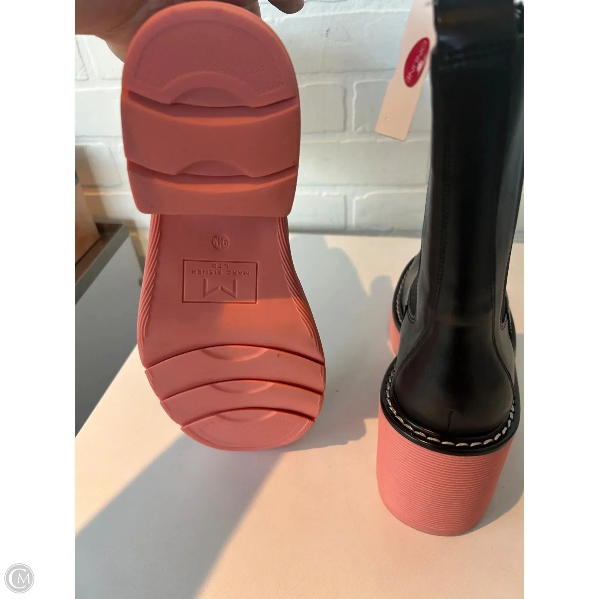 Boots Mid-calf Heels By Marc Fisher In Black & Pink, Size: 9.5 marc-fisher