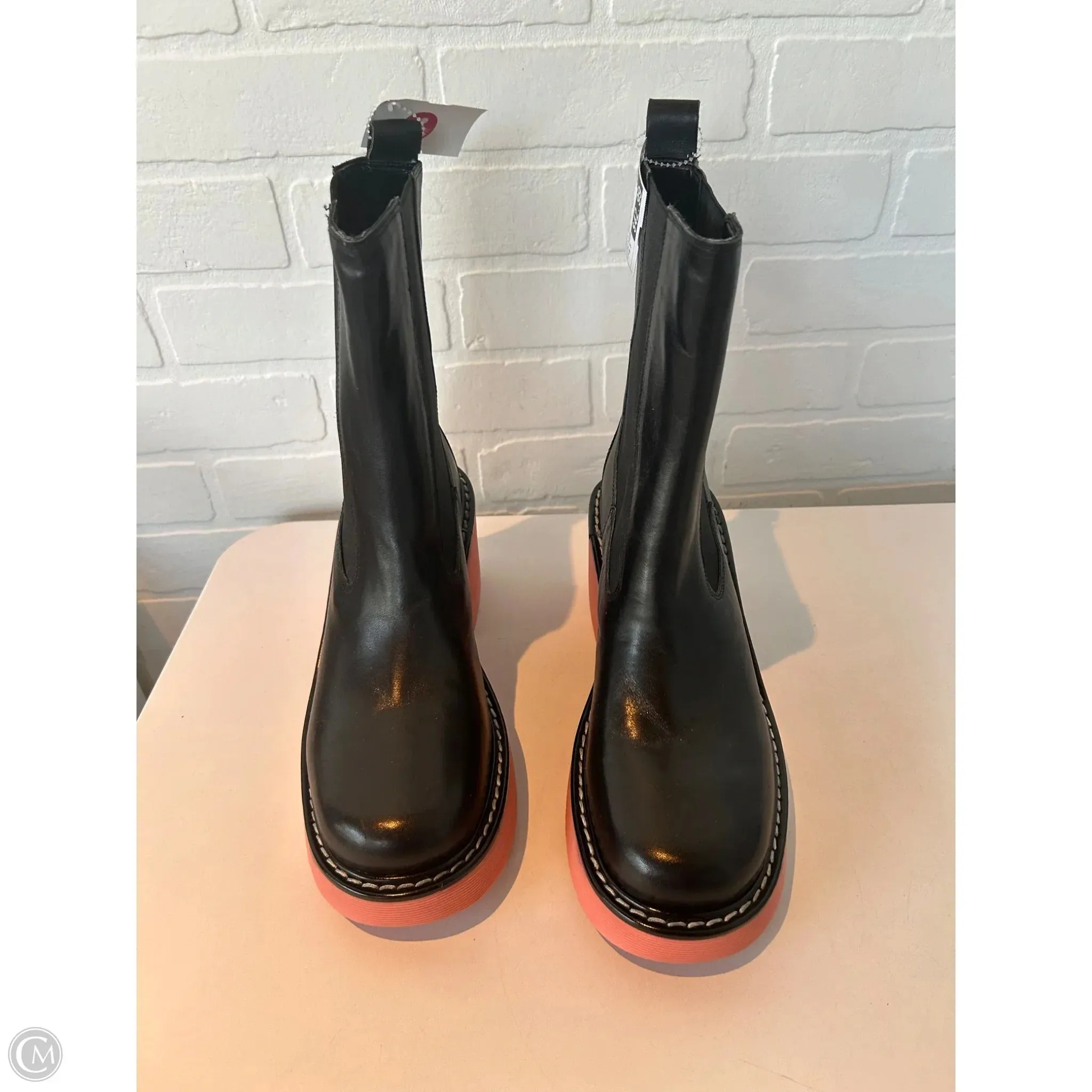 Boots Mid-calf Heels By Marc Fisher In Black & Pink, Size: 9.5 marc-fisher