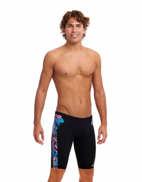 Boxed Up Swim Jammers - Black/Multi casual mens swimwear, affordable swimwear for men