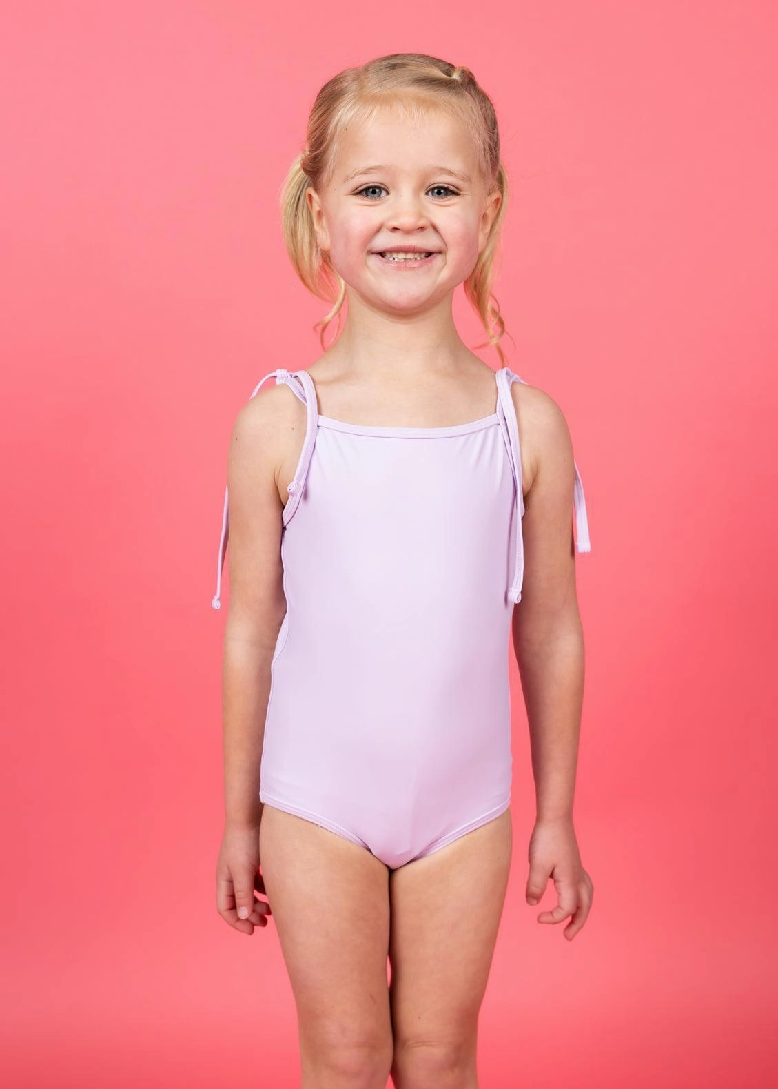 Bright Lilac | Mini Simply One-Piece girls full coverage swimwear, kids swimwear for pool