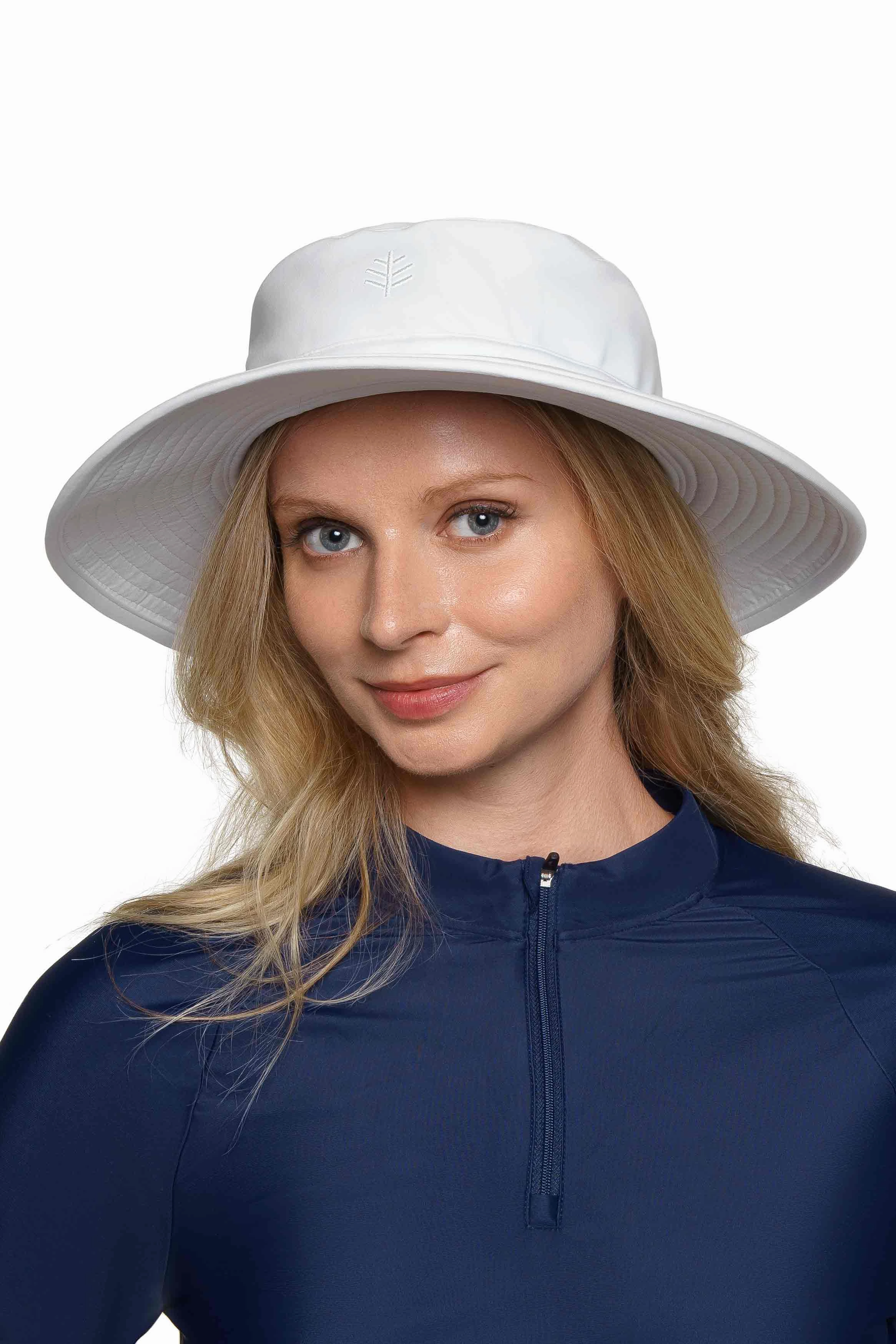 Brighton Chlorine Resistant Bucket Hat | White womens athletic swimwear, performance swimwear for women
