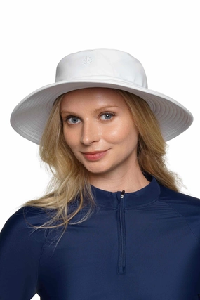 Brighton Chlorine Resistant Bucket Hat | White womens athletic swimwear, performance swimwear for women