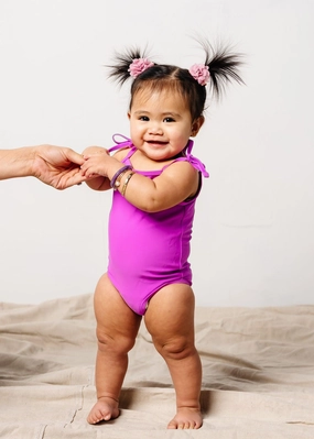Brilliant Violet | Baby Simply One-Piece girls full coverage swimwear, kids swimwear for pool