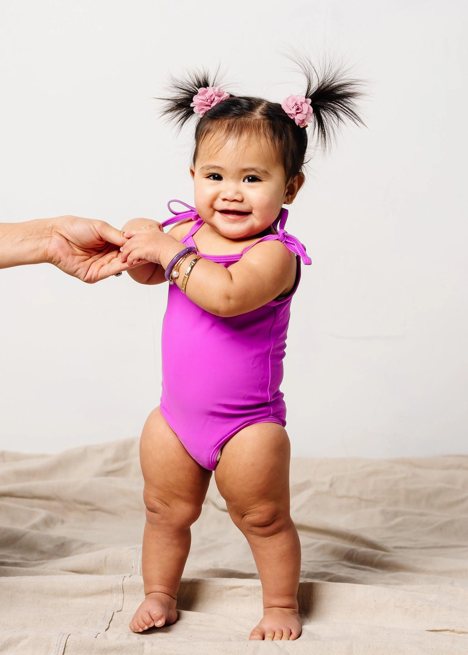 Brilliant Violet | Baby Simply One-Piece girls full coverage swimwear, kids swimwear for pool