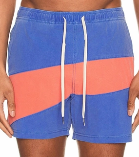 Bungalow Swim Short In Pink Color Block mens beach swimwear, quick dry mens swimsuits