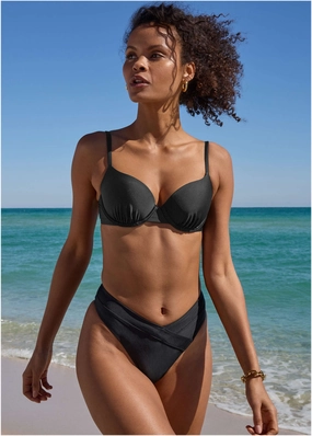 Cancun Underwire Top - Black plain swimwear women, minimalist swimsuits