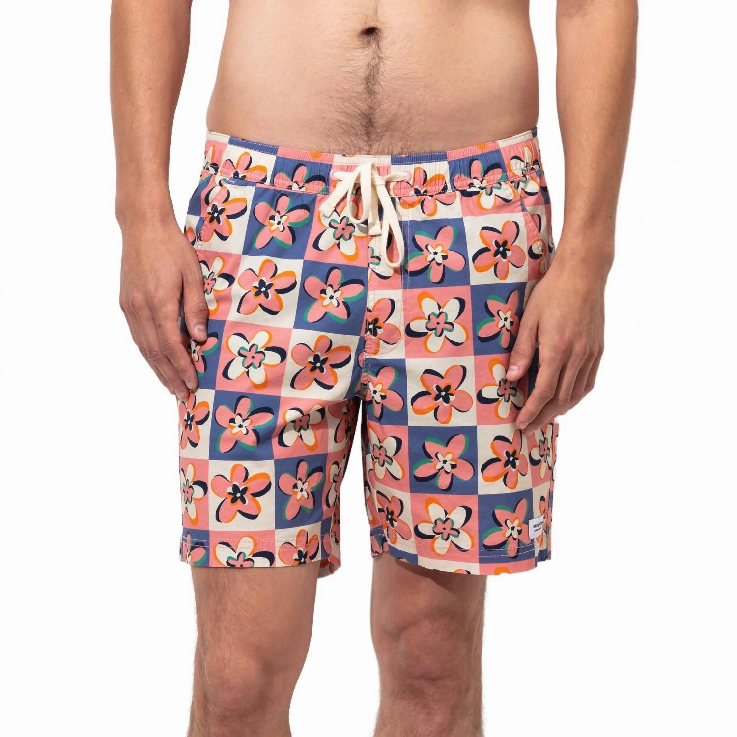 Candy Elastic Boardshort In Rose Tan mens full coverage swimwear, stylish mens swim trunks