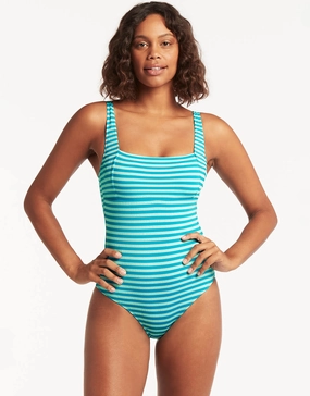 Capri Square Neck Swimsuit - Aqua pool-ready swimwear for women, trendy swimwear collection