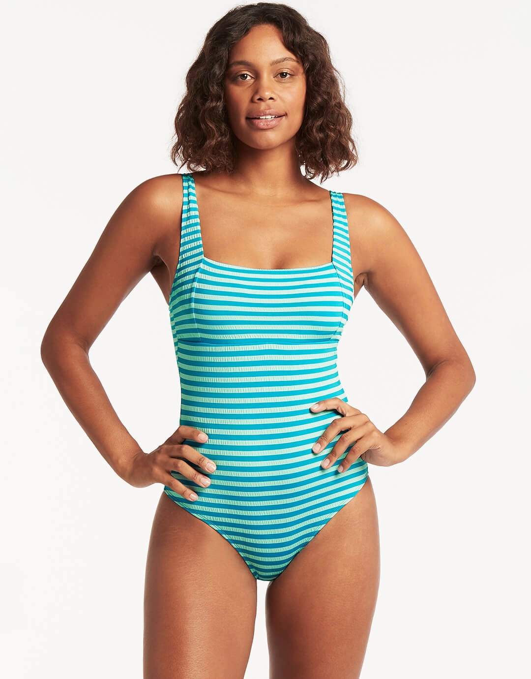 Capri Square Neck Swimsuit - Aqua pool-ready swimwear for women, trendy swimwear collection