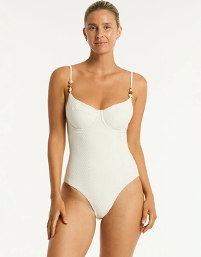 Caracus Balconette Bra Swimsuit - Coconut womens resort swimwear, flattering one-piece swimsuits