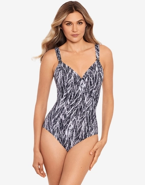Chevron Python Siren Swimsuit - Silver Grey pool-ready swimwear for women, trendy swimwear collection