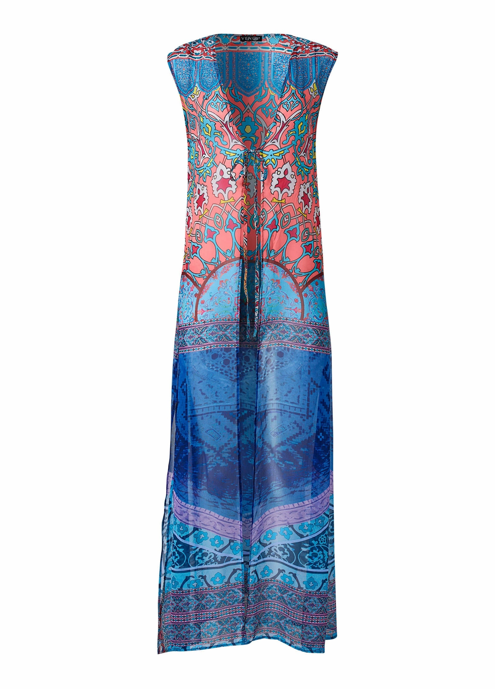 Chiffon Sleeveless Duster - Sea Escape