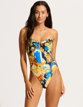 Ciao Bella Bandeau Swimsuit - True Navy womens resort swimwear, flattering one-piece swimsuits
