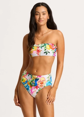 Ciao Bella High Waisted Bikini Bottom - White two-piece bikinis for women, trendy bikinis for beachwear