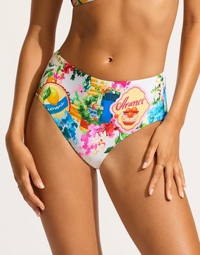 Ciao Bella High Waisted Bikini Pant - White adjustable swim bottoms women, flattering bikini bottoms