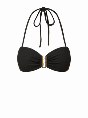 Cindy Swim Top Black Texture strapless swimwear tops, lightweight swim tops