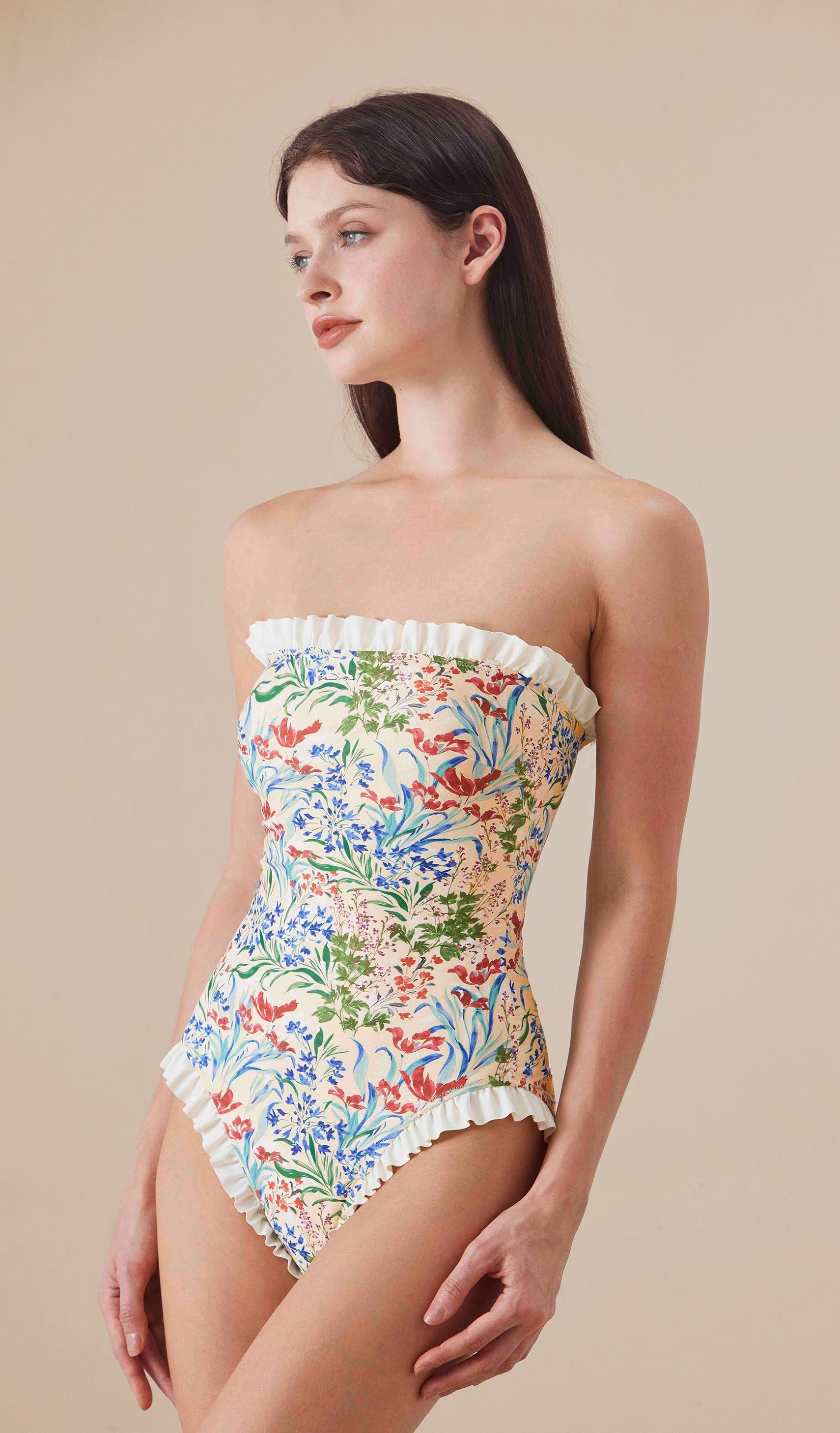 CLAIRE Reversible Ruffle One Piece Swimsuit