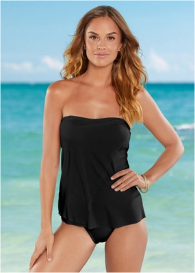 Classic Bandeau Tankini - Black Beauty supportive swim tops, printed bikini tops