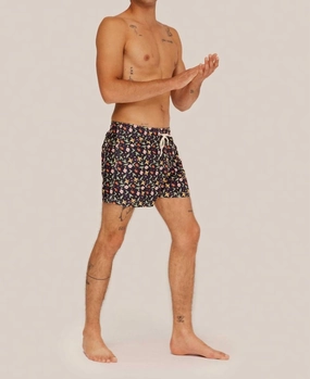 Classic Swim Trunk In Navy Gardens mens full coverage swimwear, stylish mens swim trunks