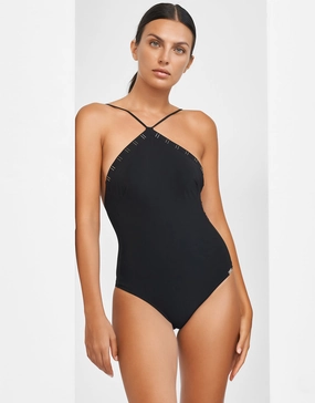 Code Swimsuit - Black womens resort swimwear, flattering one-piece swimsuits