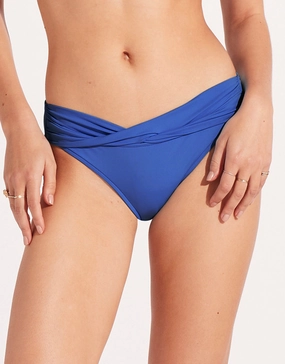 Collective Twist Band Hipster Bikini Pant - Azure adjustable swim bottoms women, flattering bikini bottoms