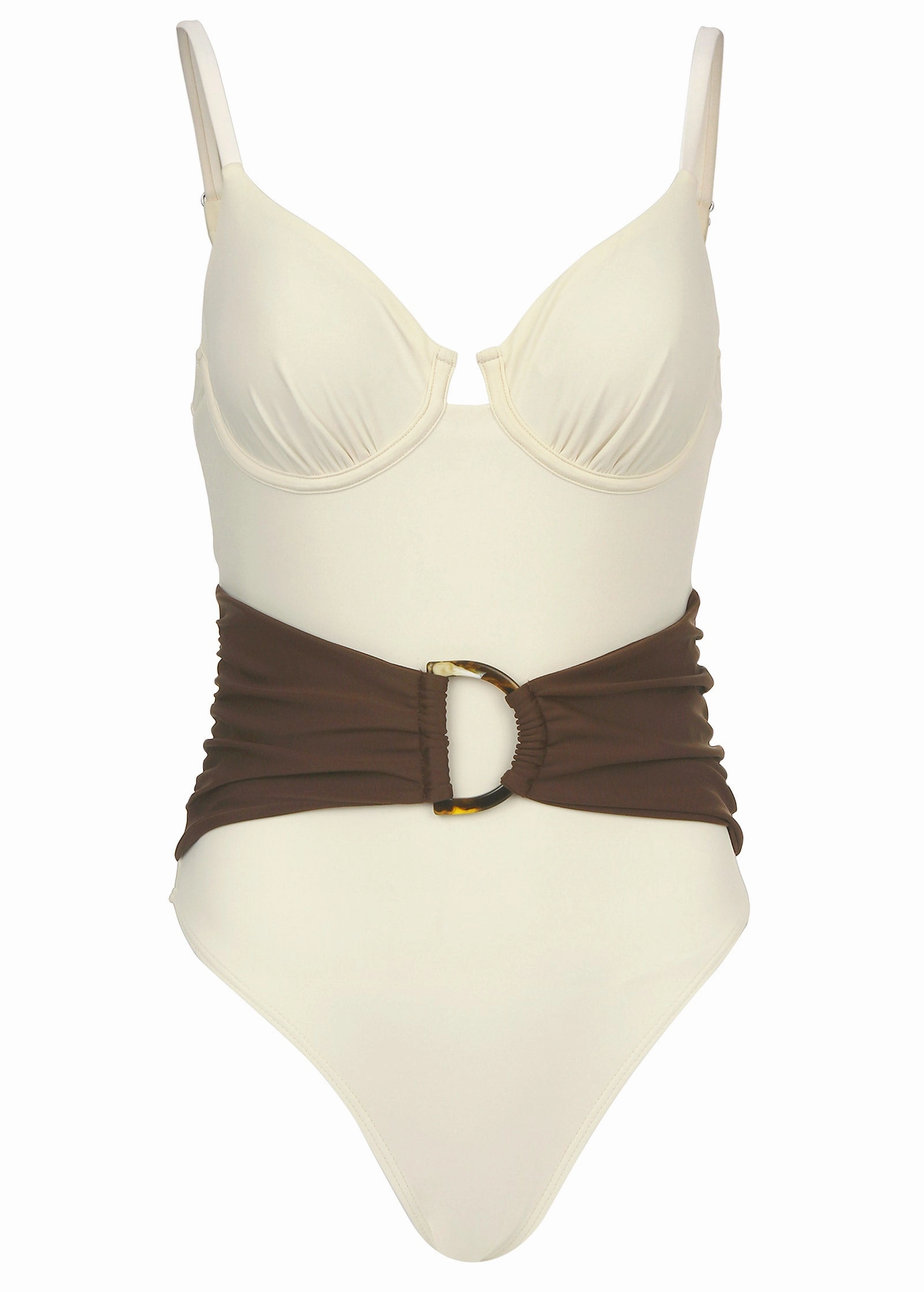 Colorblock Belted One-Piece - Pristine Chicory