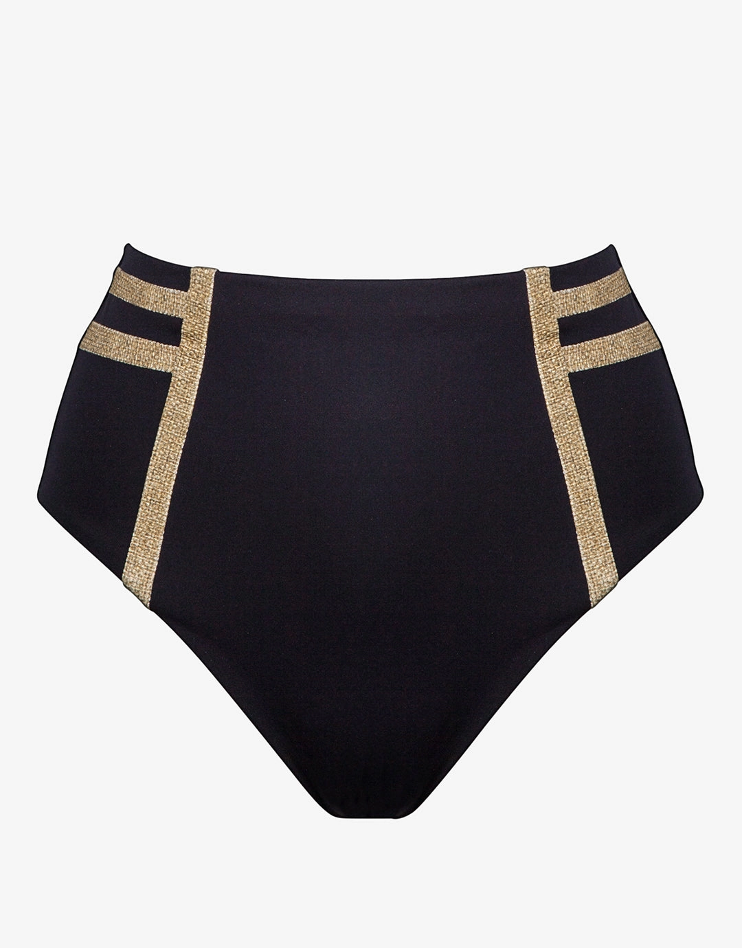 Construction High Waist Bikini Pant - Black adjustable swim bottoms women, flattering bikini bottoms