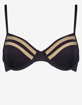 Construction Underwired Bikini Top - Black full coverage swim tops, cute bikini tops
