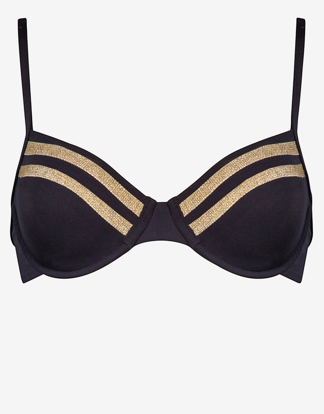 Construction Underwired Bikini Top - Black full coverage swim tops, cute bikini tops