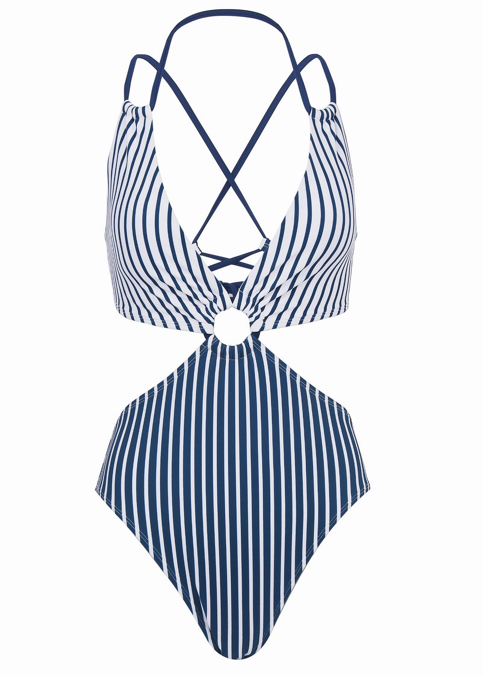 Contrast Stripe One-Piece - Reversible Navy Stripe