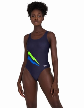 Core Placement U-Back Swimsuit - Navy/Blue/Yellow minimalistic swimsuits women, sleek swimwear styles